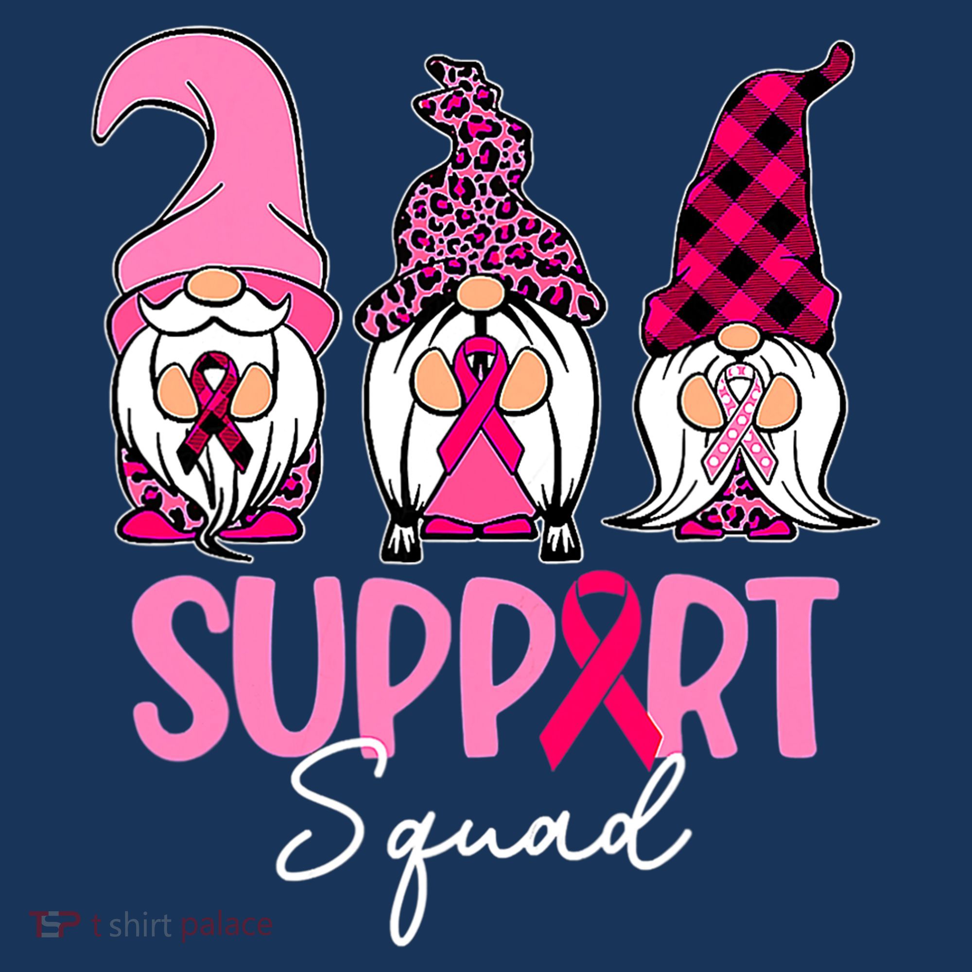 Gnomes Support Squad Breast Cancer Awareness Pink Ribbon Sweatshirt