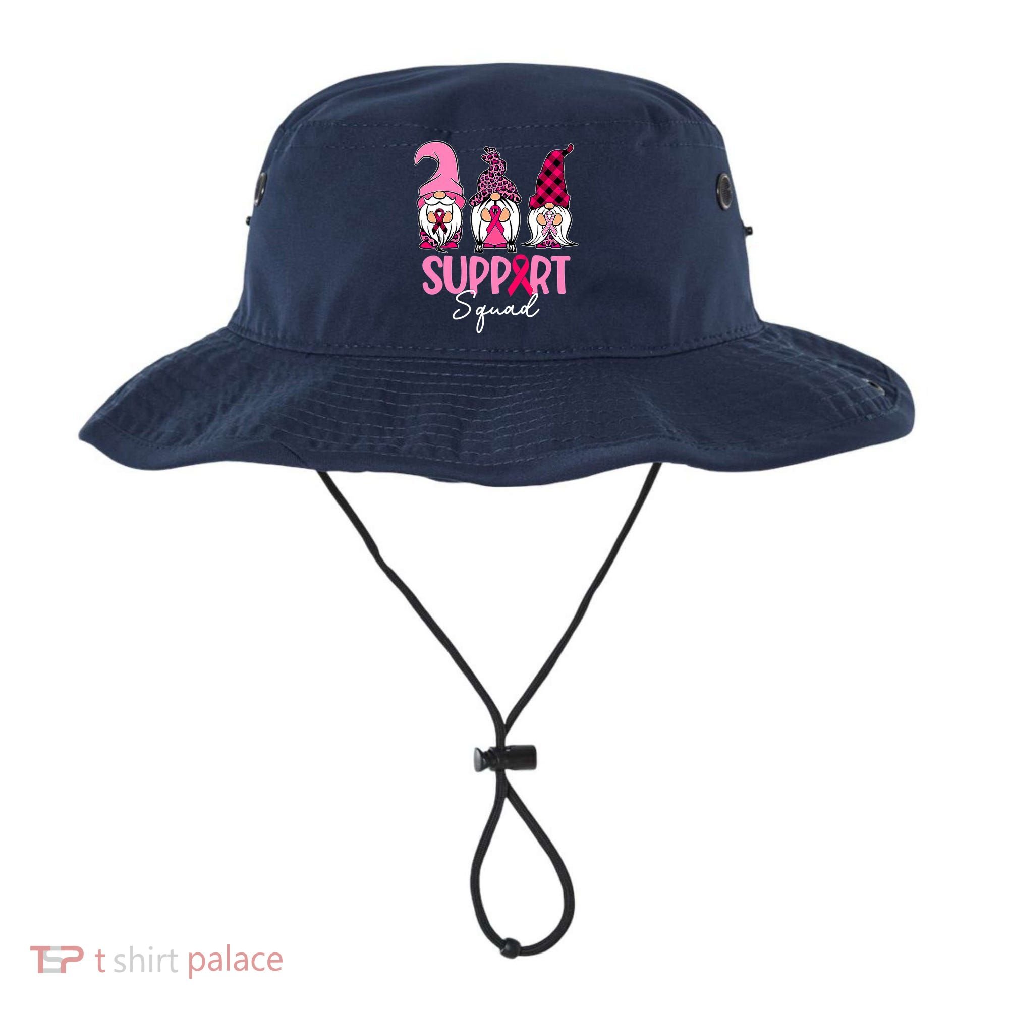 Gnomes Support Squad Breast Cancer Awareness Pink Ribbon Bucket Hat