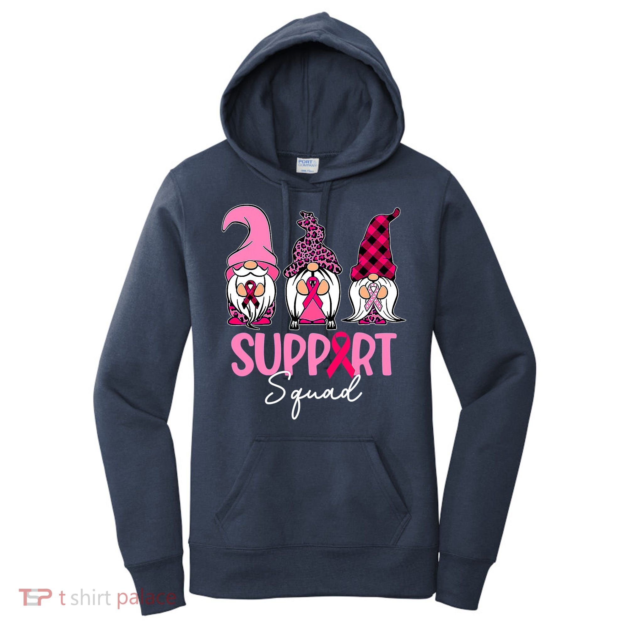 Gnomes Support Squad Breast Cancer Awareness Pink Ribbon Women's Hoodie