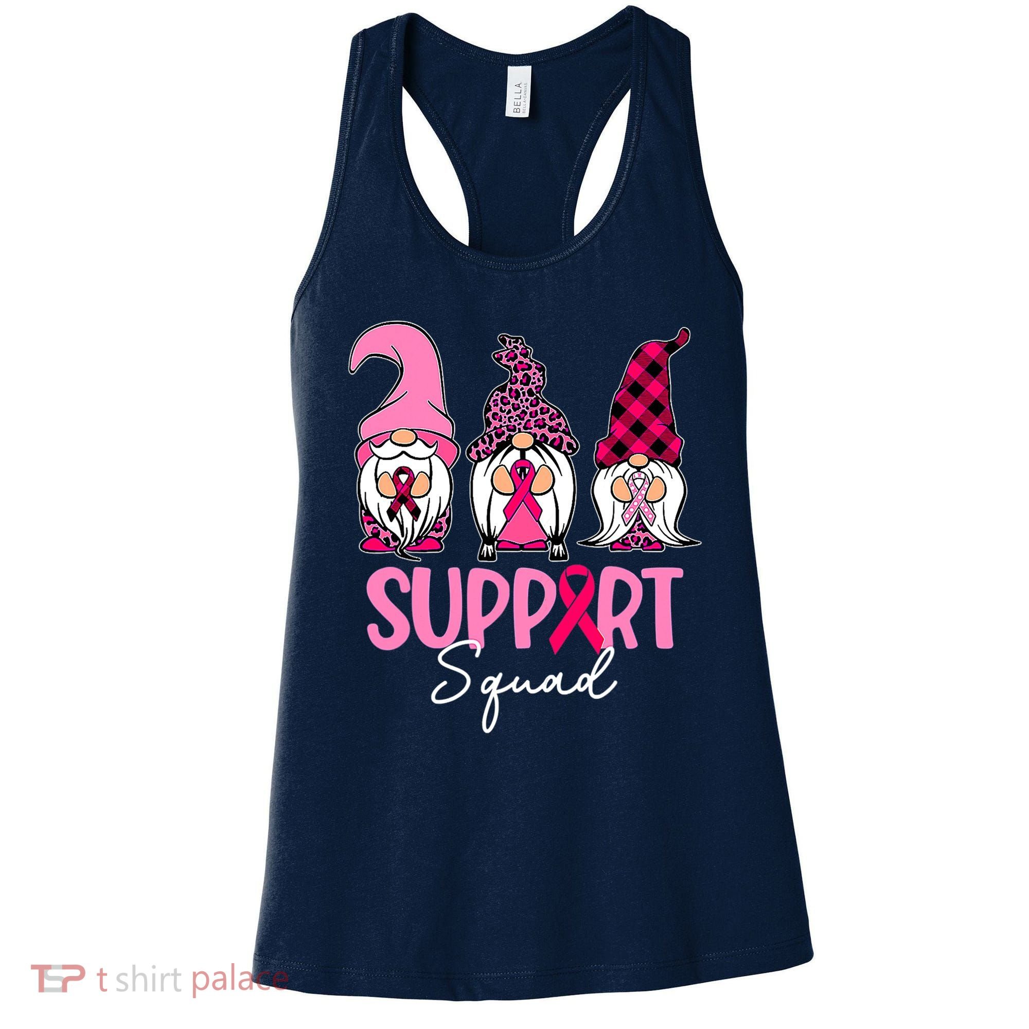 Gnomes Support Squad Breast Cancer Awareness Pink Ribbon Women's Tank Top