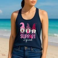 Gnomes Support Squad Breast Cancer Awareness Pink Ribbon Women's Tank Top thumb 2