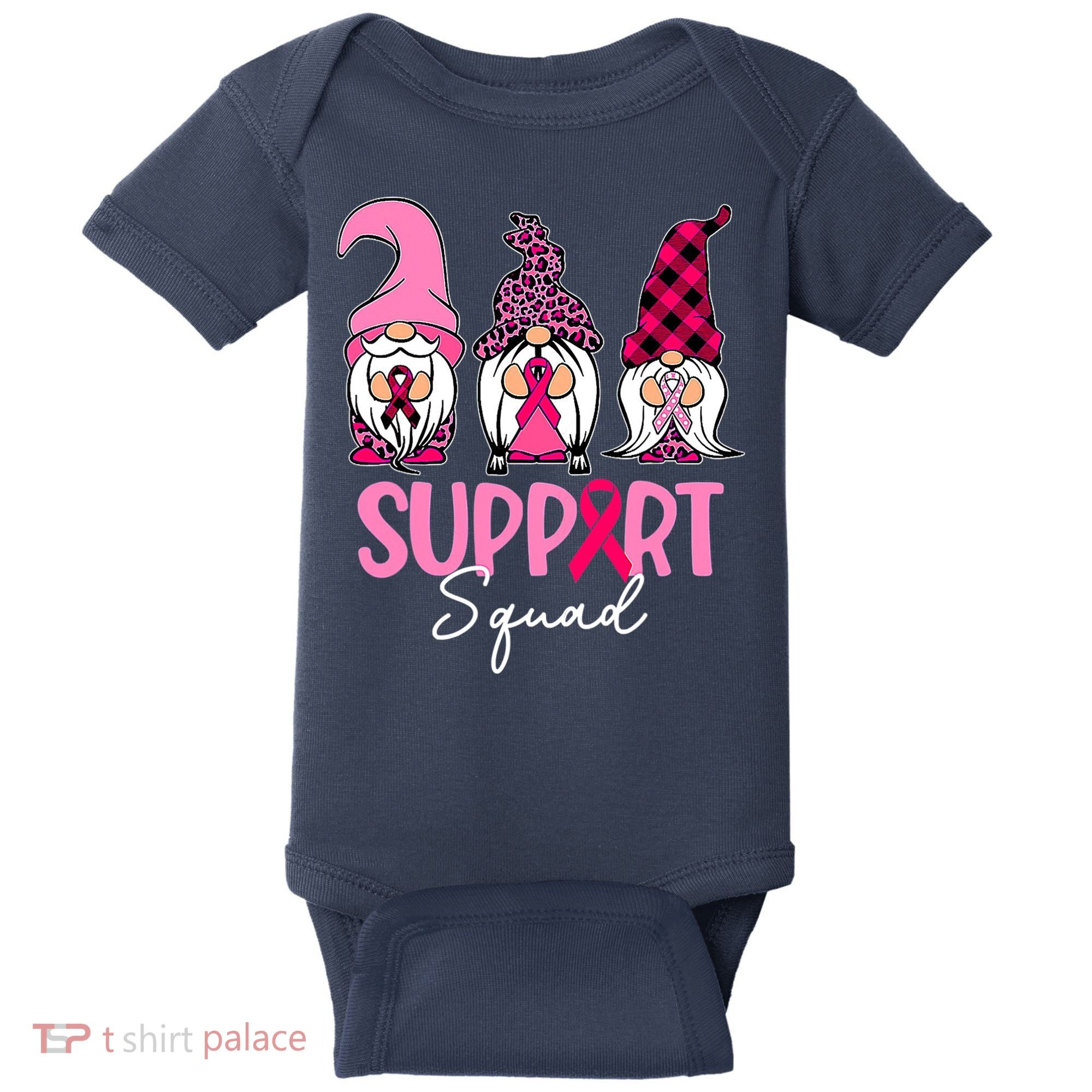 Gnomes Support Squad Breast Cancer Awareness Pink Ribbon Baby Bodysuit
