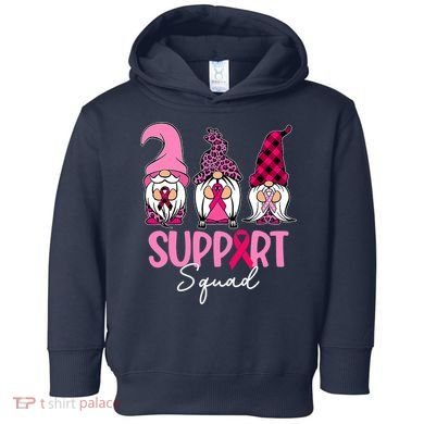 Gnomes Support Squad Breast Cancer Awareness Pink Ribbon Toddler Hoodie
