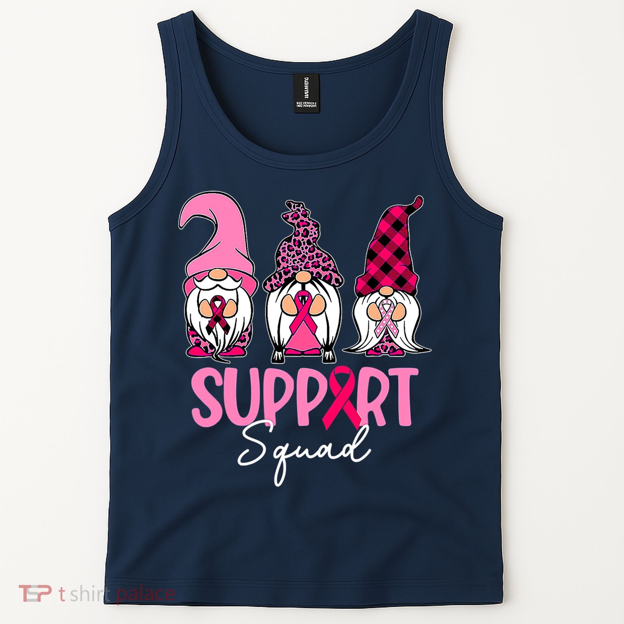 Gnomes Support Squad Breast Cancer Awareness Pink Ribbon Tank Top