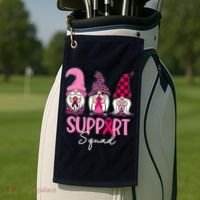 Gnomes Support Squad Breast Cancer Awareness Pink Ribbon Golf Towel thumb 2