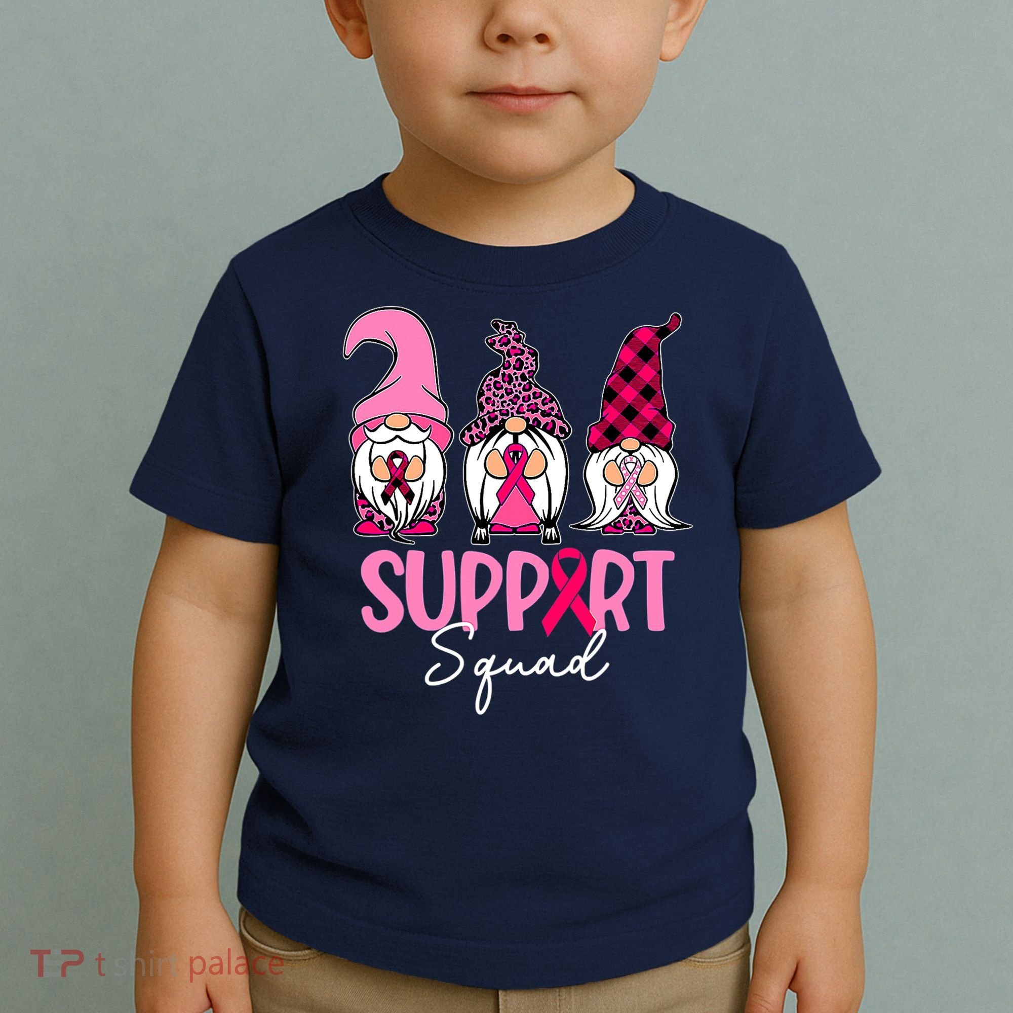 Gnomes Support Squad Breast Cancer Awareness Pink Ribbon Toddler T-Shirt