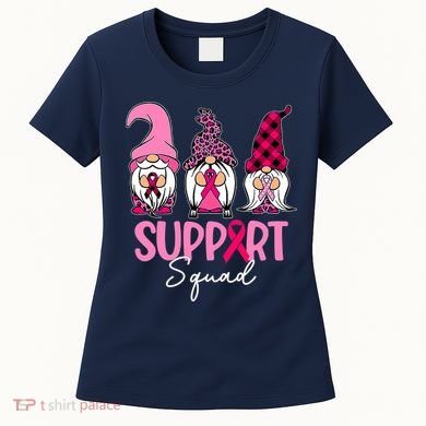 Gnomes Support Squad Breast Cancer Awareness Pink Ribbon Women's T-Shirt