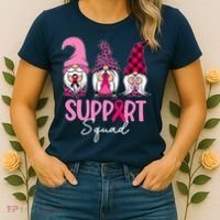 Gnomes Support Squad Breast Cancer Awareness Pink Ribbon Women's T-Shirt thumb 2