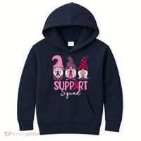 Gnomes Support Squad Breast Cancer Awareness Pink Ribbon Kids Hoodie thumb 0