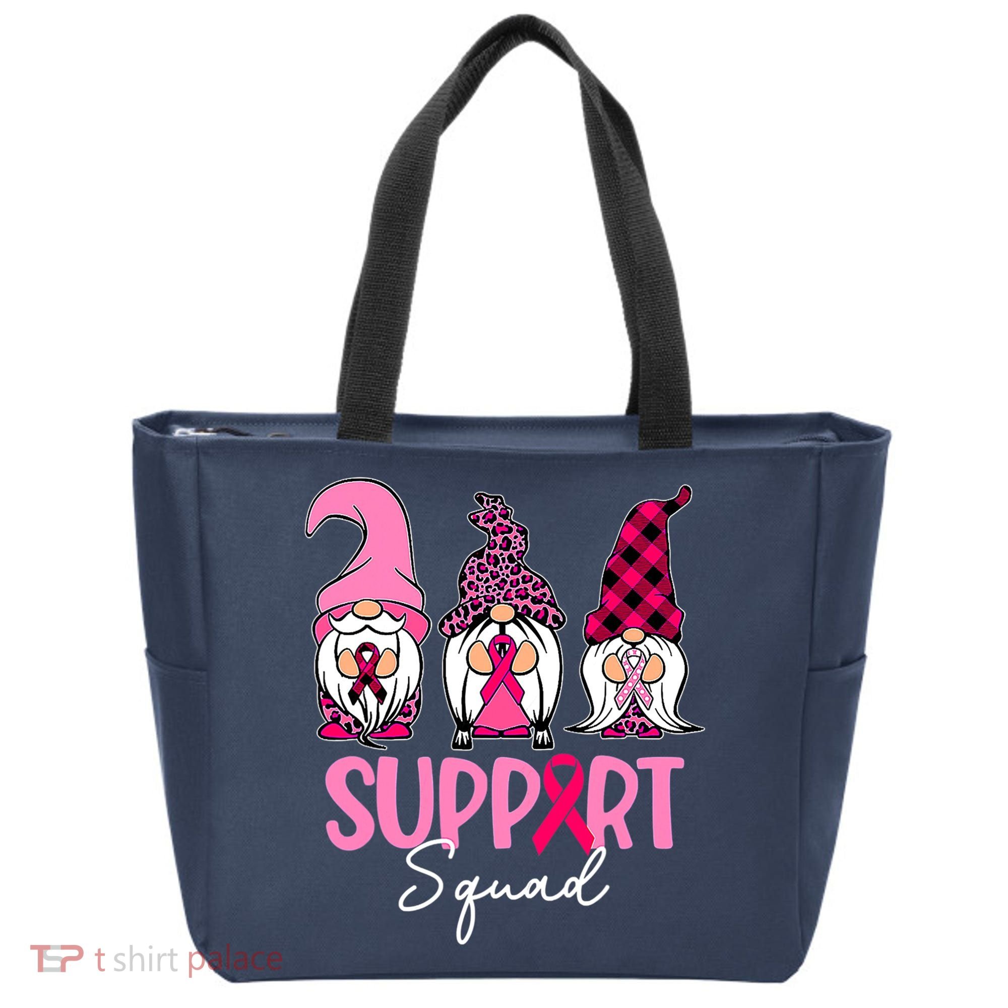 Gnomes Support Squad Breast Cancer Awareness Pink Ribbon Tote Bag
