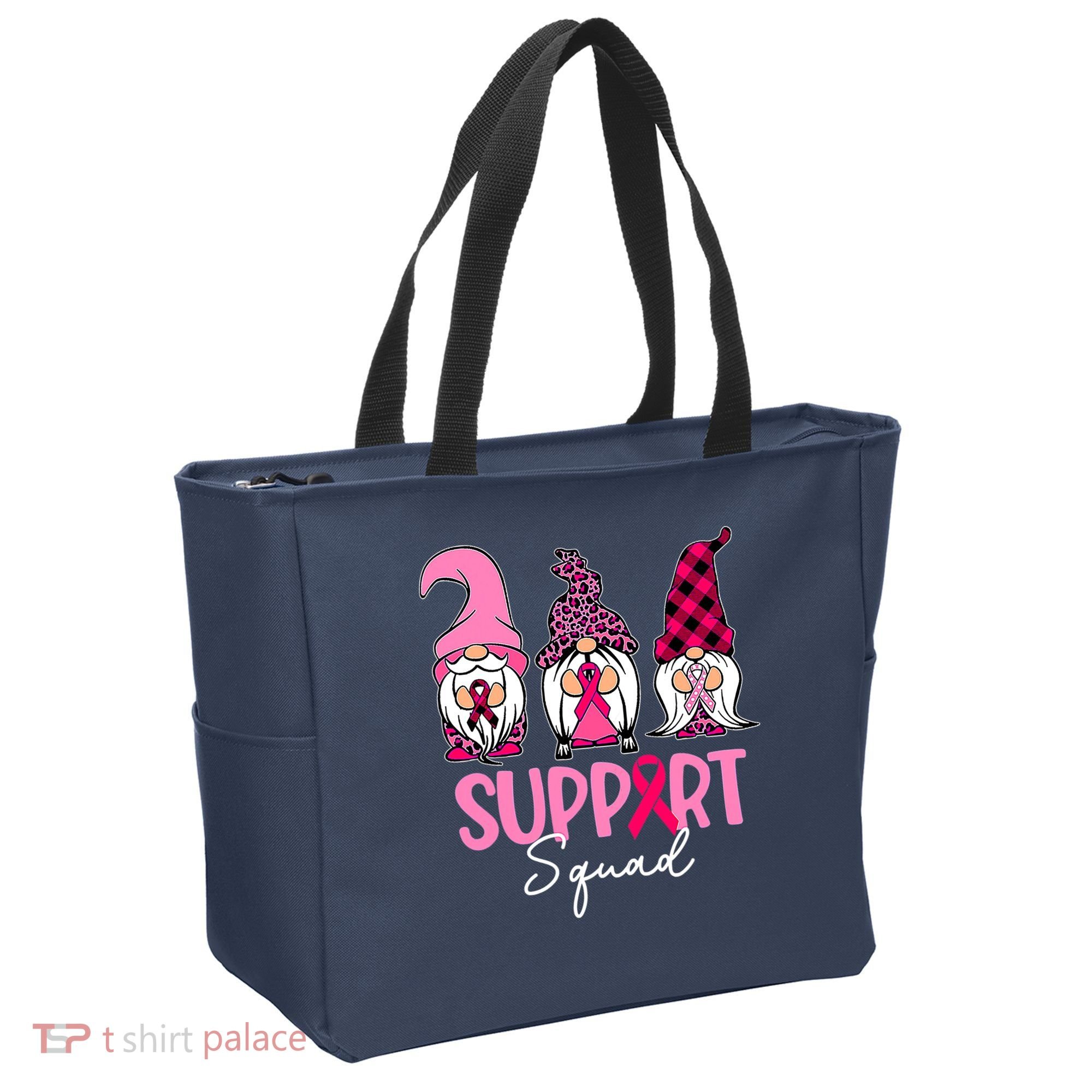 Gnomes Support Squad Breast Cancer Awareness Pink Ribbon Tote Bag