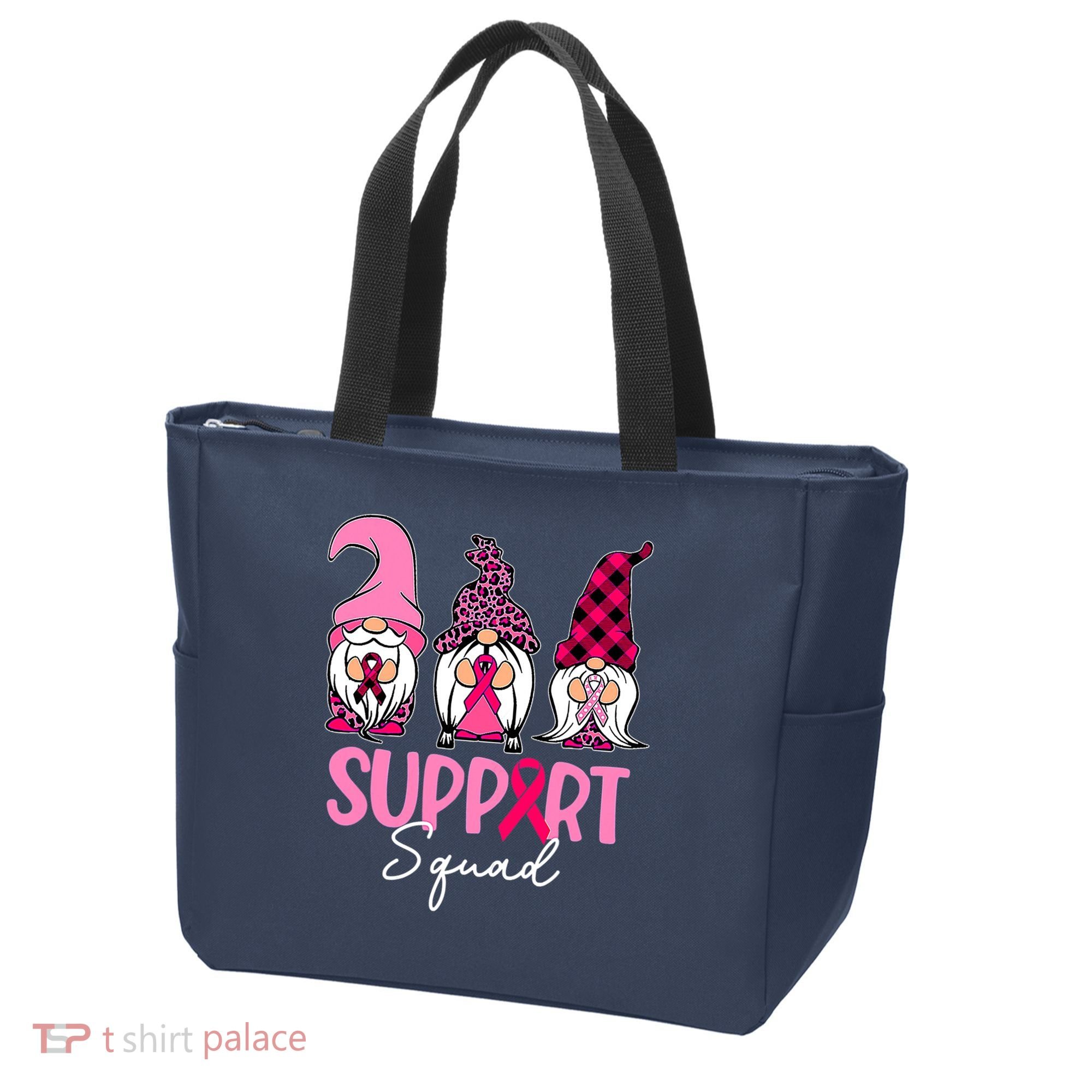 Gnomes Support Squad Breast Cancer Awareness Pink Ribbon Tote Bag