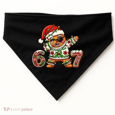 Gingerbread Six Seven 67 Ice Cream Drip Christmas USA-Made Doggie Bandana