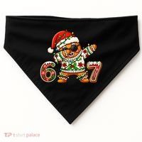 Gingerbread Six Seven 67 Ice Cream Drip Christmas USA-Made Doggie Bandana thumb 0
