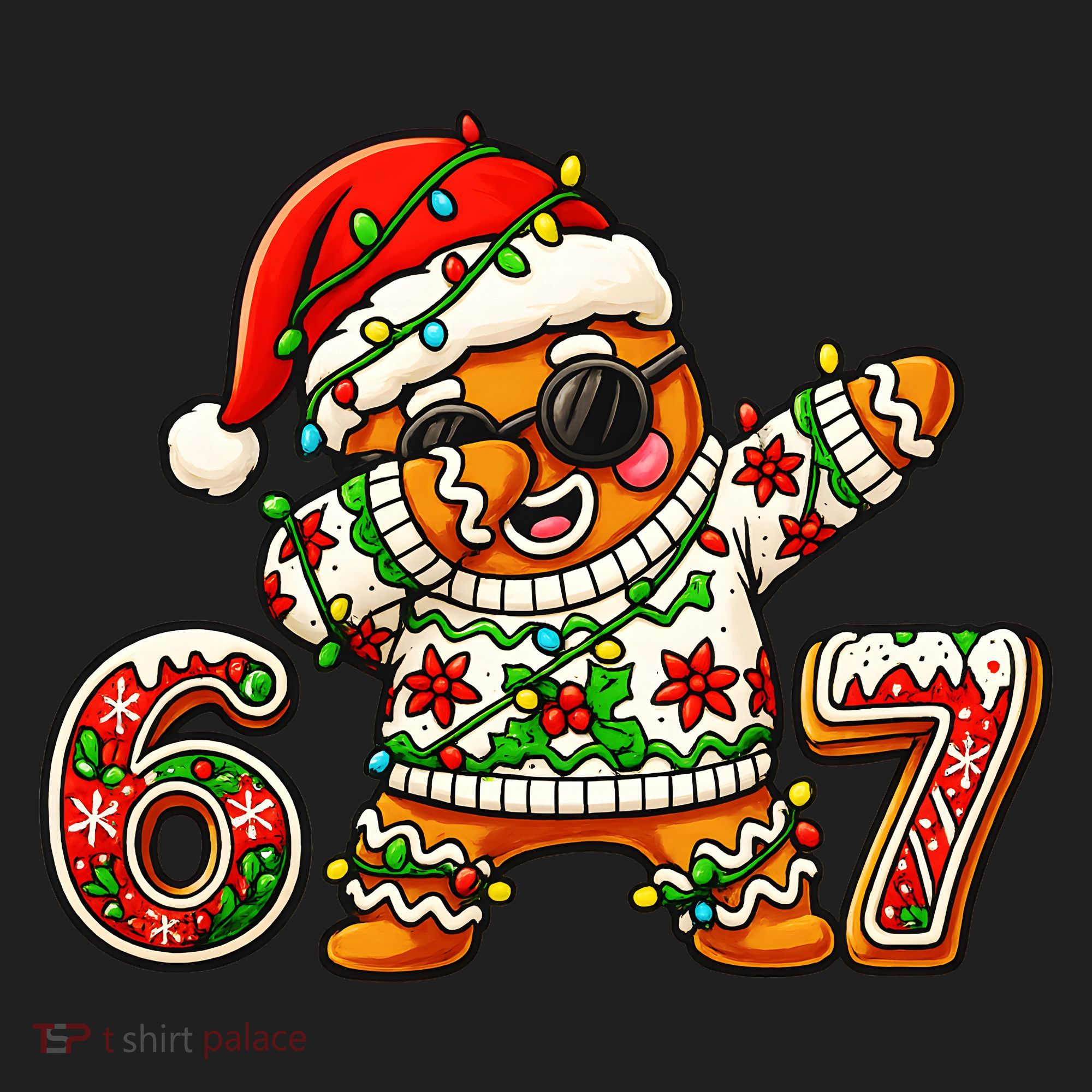 Gingerbread Six Seven 67 Ice Cream Drip Christmas Beanie