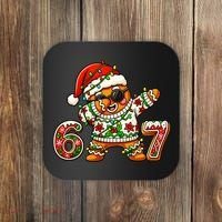 Gingerbread Six Seven 67 Ice Cream Drip Christmas Coaster thumb 0