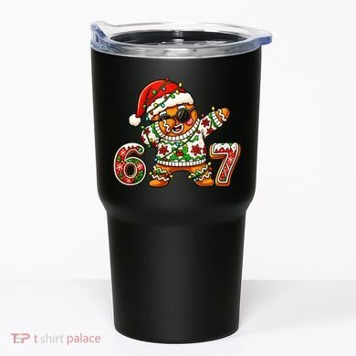 Gingerbread Six Seven 67 Ice Cream Drip Christmas Tumbler
