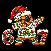 Gingerbread Six Seven 67 Ice Cream Drip Christmas Women's T-Shirt thumb 6