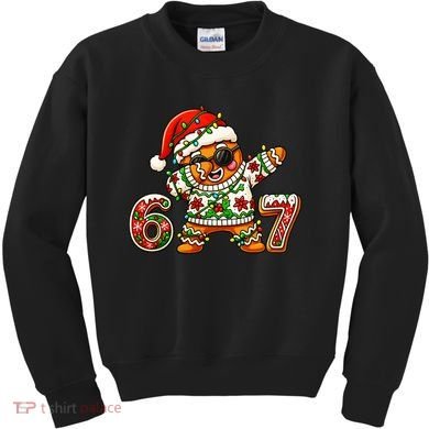 Gingerbread Six Seven 67 Ice Cream Drip Christmas Kids Sweatshirt