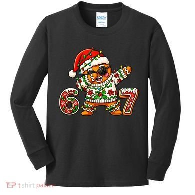 Gingerbread Six Seven 67 Ice Cream Drip Christmas Kids Long Sleeve Shirt