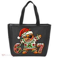 Gingerbread Six Seven 67 Ice Cream Drip Christmas Tote Bag thumb 0