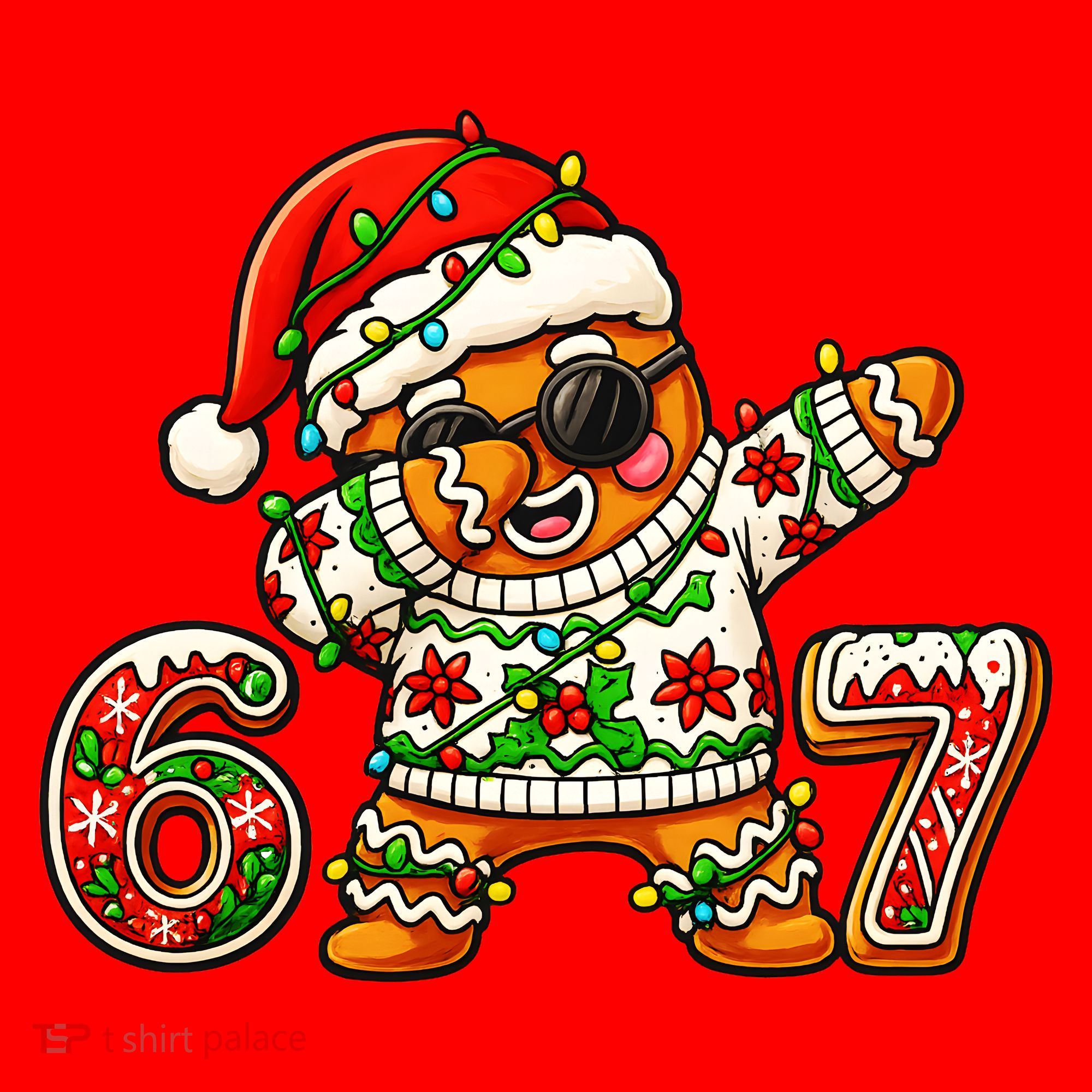 Gingerbread Six Seven 67 Ice Cream Drip Christmas Santa Hat