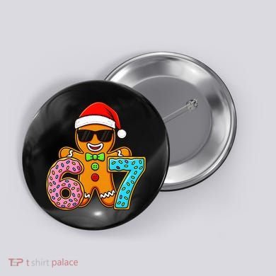 Gingerbread Six Seven 67 Ice Cream Christmas Button