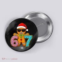Gingerbread Six Seven 67 Ice Cream Christmas Button thumb 0
