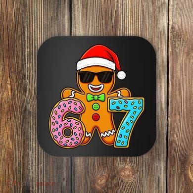 Gingerbread Six Seven 67 Ice Cream Christmas Coaster