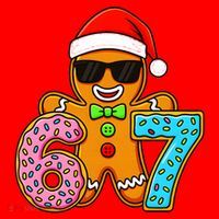 Gingerbread Six Seven 67 Ice Cream Christmas Santa Hat thumb 1