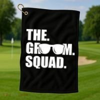 Groom Squad Sunglasses Bachelor Party Golf Towel thumb 1