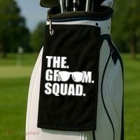 Groom Squad Sunglasses Bachelor Party Golf Towel thumb 2