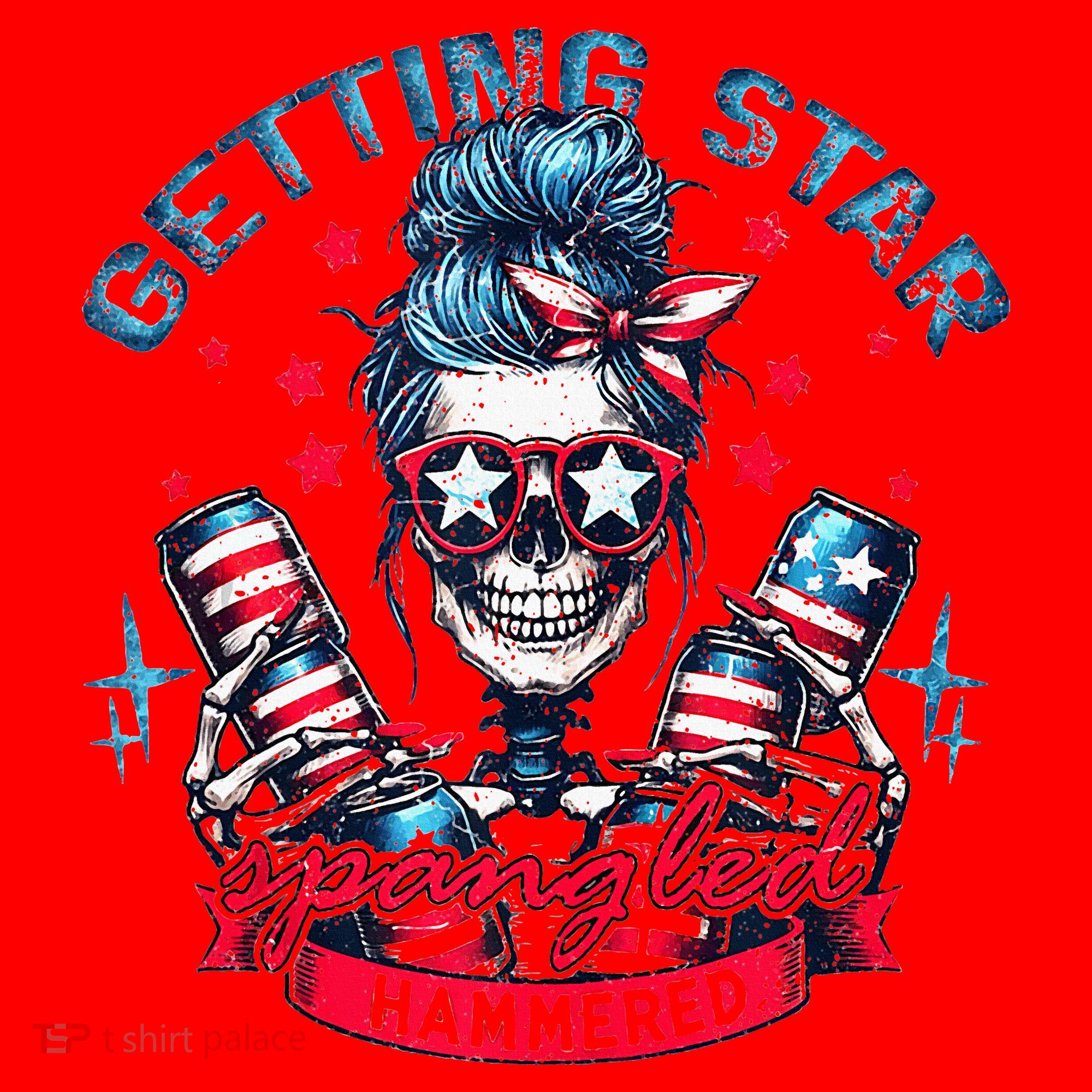 Getting Star Spangled Hammered Skeleton Santa Hat