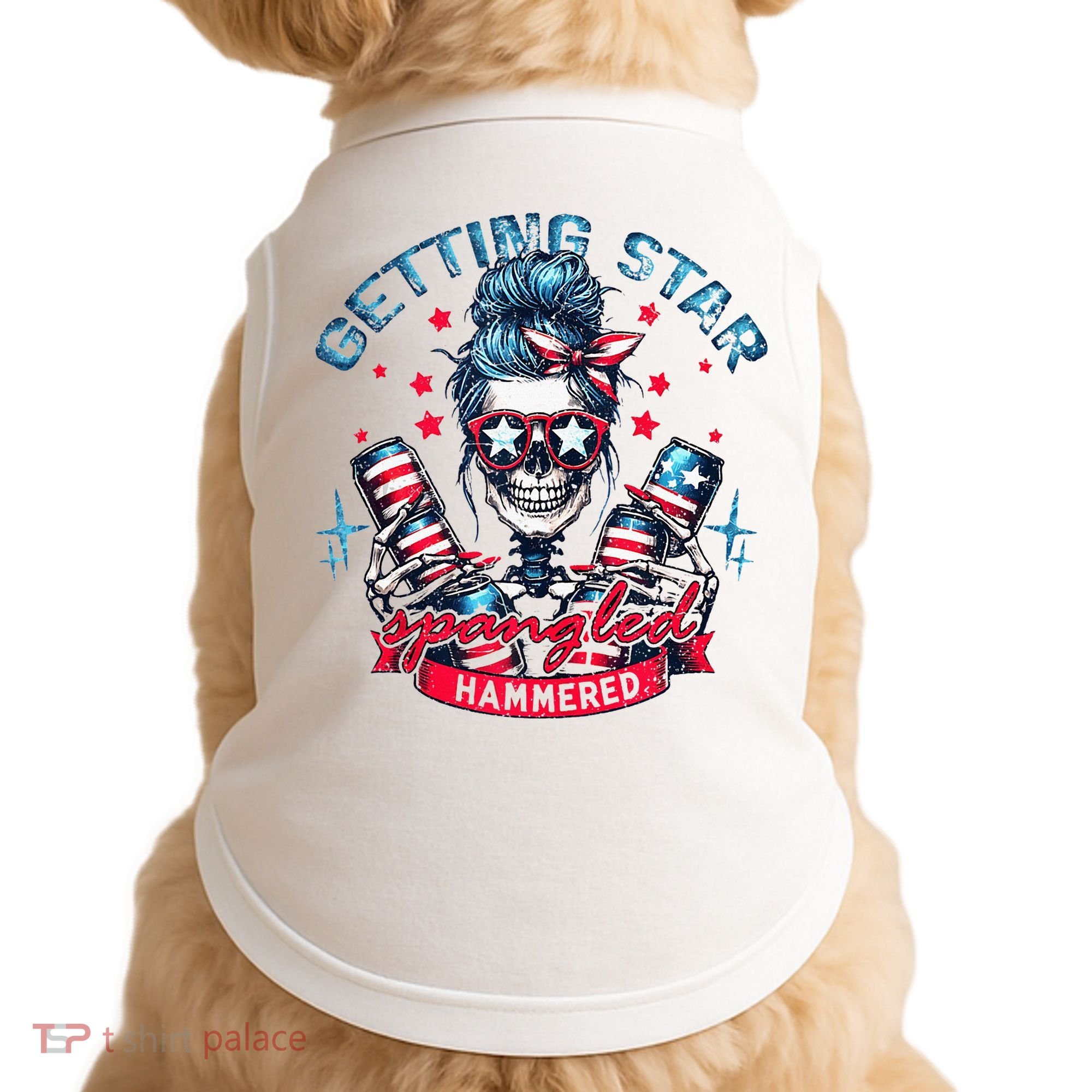Getting Star Spangled Hammered Skeleton Doggie Tank