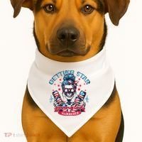 Getting Star Spangled Hammered Skeleton USA-Made Doggie Bandana thumb 1