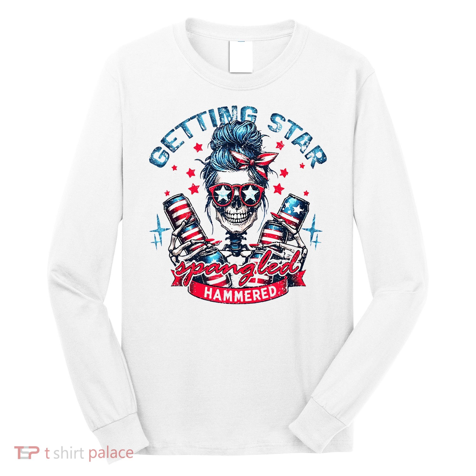 Getting Star Spangled Hammered Skeleton Long Sleeve Shirt