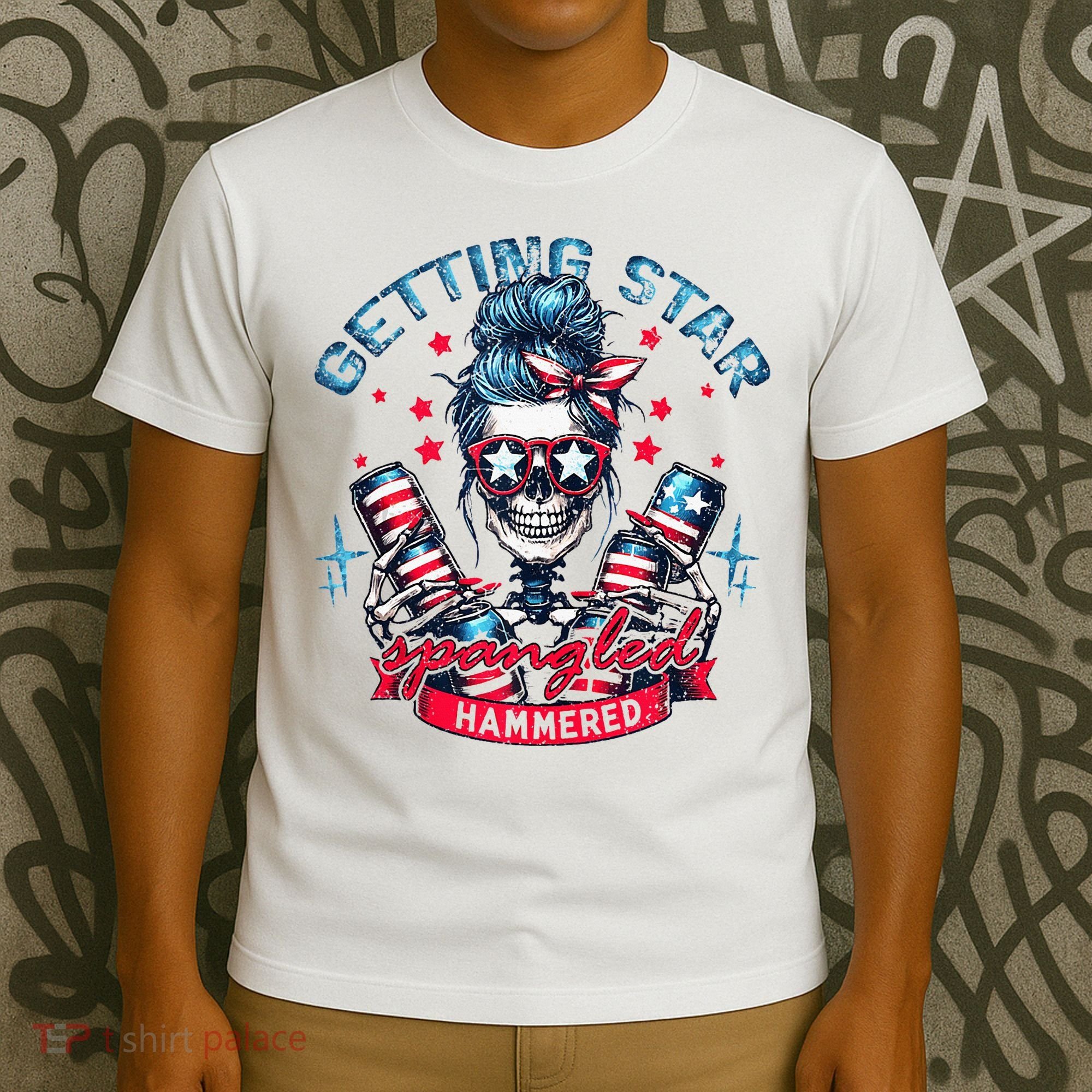 Getting Star Spangled Hammered Skeleton T-Shirt