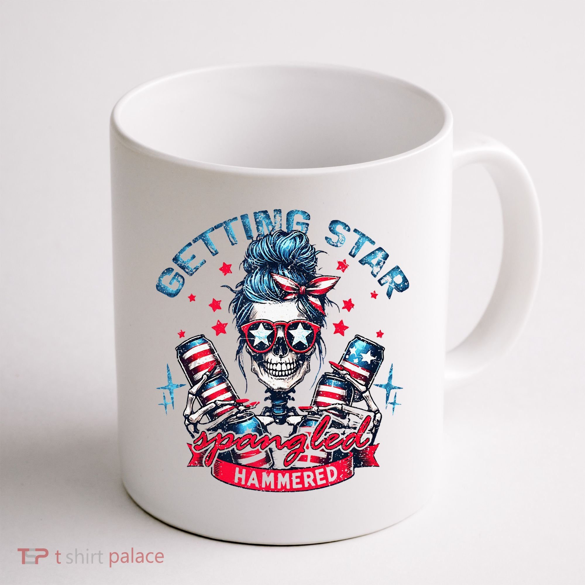 Getting Star Spangled Hammered Skeleton Coffee Mug