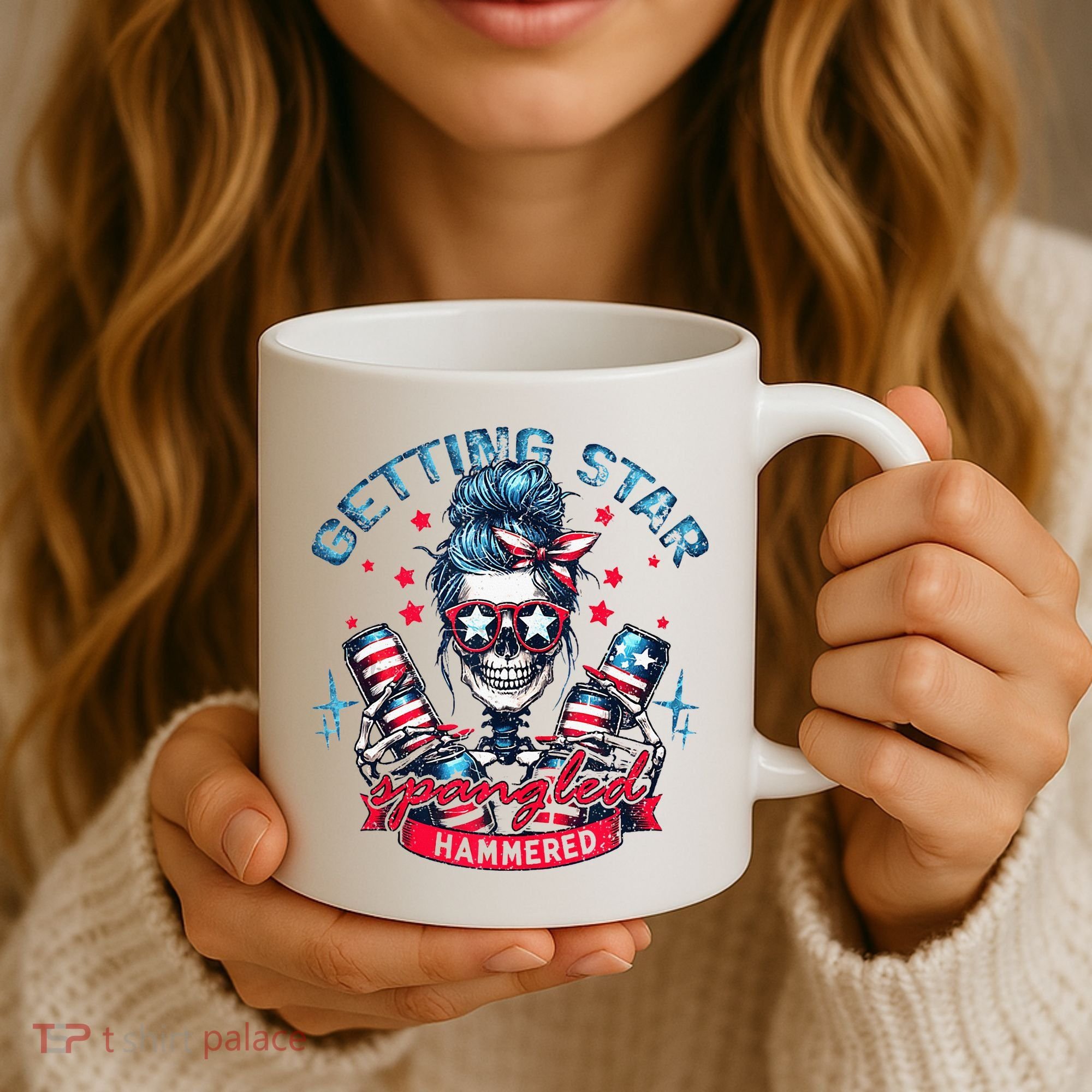 Getting Star Spangled Hammered Skeleton Coffee Mug
