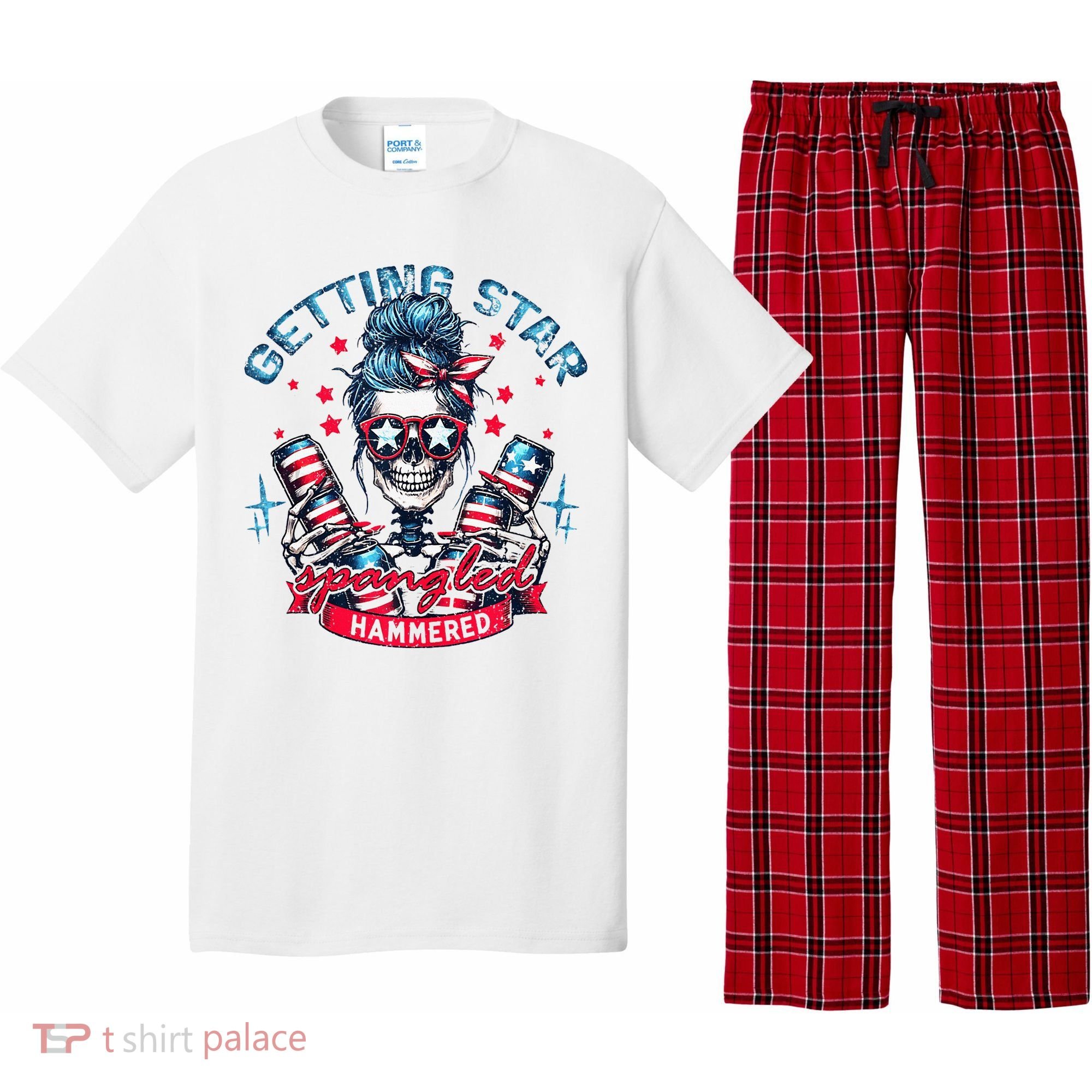 Getting Star Spangled Hammered Skeleton Pajama Set