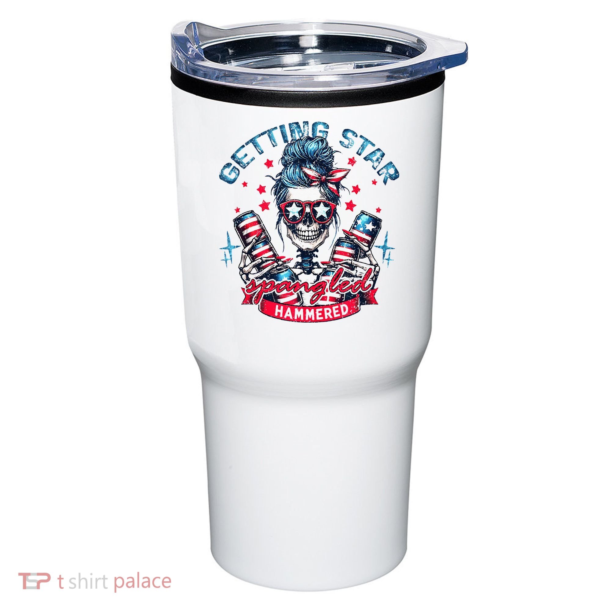 Getting Star Spangled Hammered Skeleton Tumbler