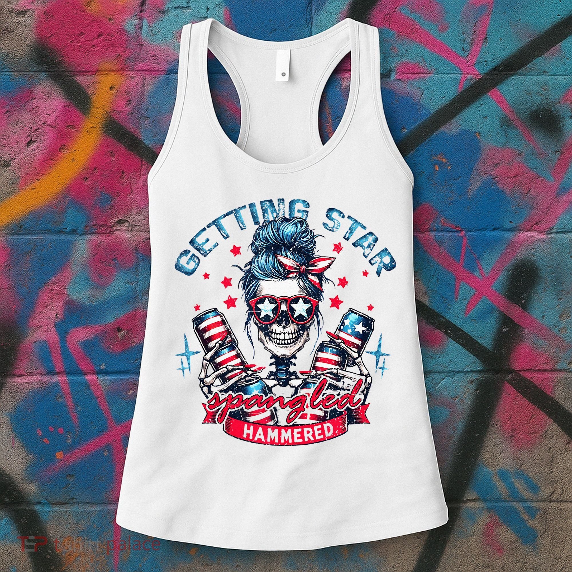 Getting Star Spangled Hammered Skeleton Women's Tank Top