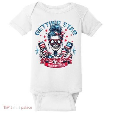 Getting Star Spangled Hammered Skeleton Baby Bodysuit
