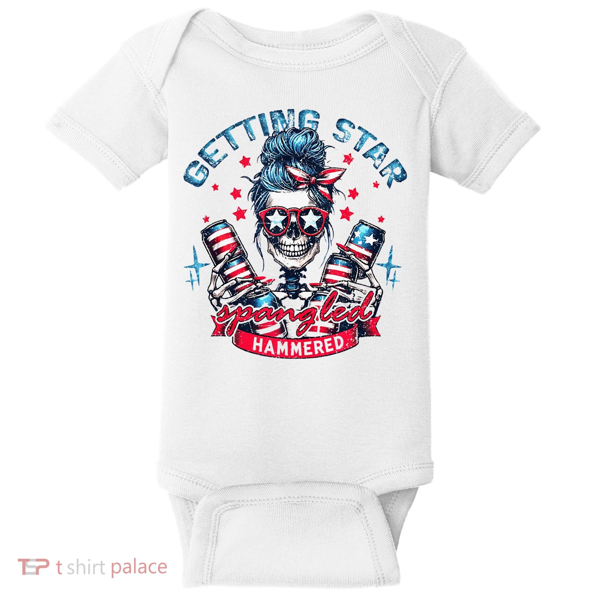 Getting Star Spangled Hammered Skeleton Baby Bodysuit