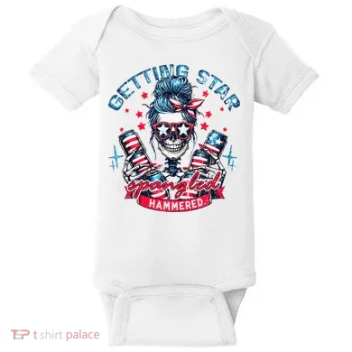 Getting Star Spangled Hammered Skeleton Baby Bodysuit