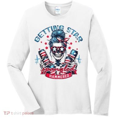 Getting Star Spangled Hammered Skeleton Women's Long Sleeve Shirt