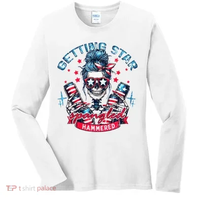 Getting Star Spangled Hammered Skeleton Women's Long Sleeve Shirt