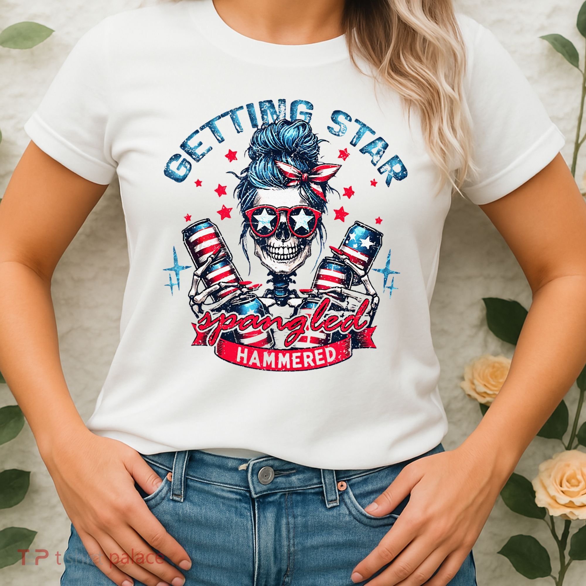 Getting Star Spangled Hammered Skeleton Women's T-Shirt