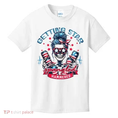 Getting Star Spangled Hammered Skeleton Kids T-Shirt