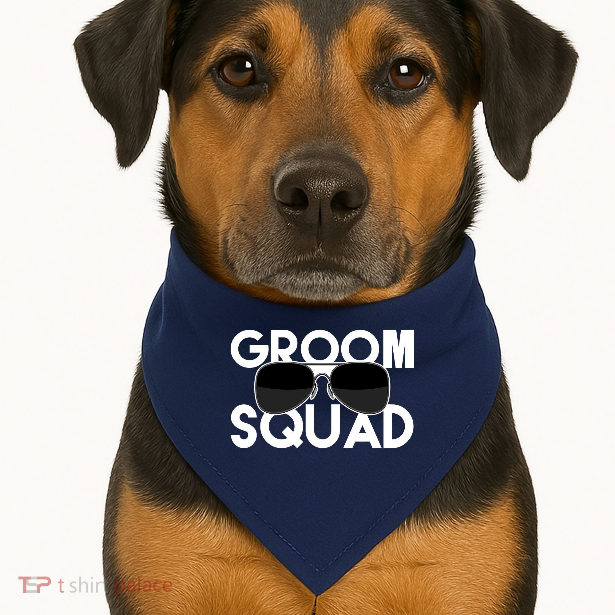 Groom Squad Sunglasses Bachelor Party Funny USA-Made Doggie Bandana